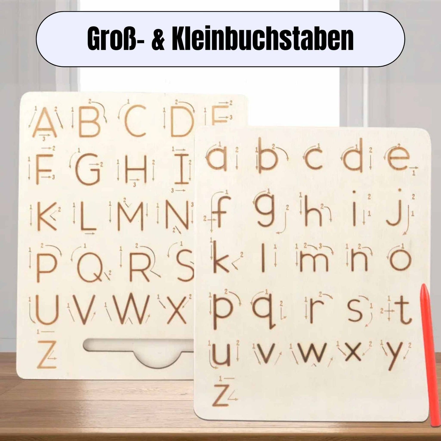 Montessori Holz-Buchstabentafel – Schreiben lernen zum Nachspüren