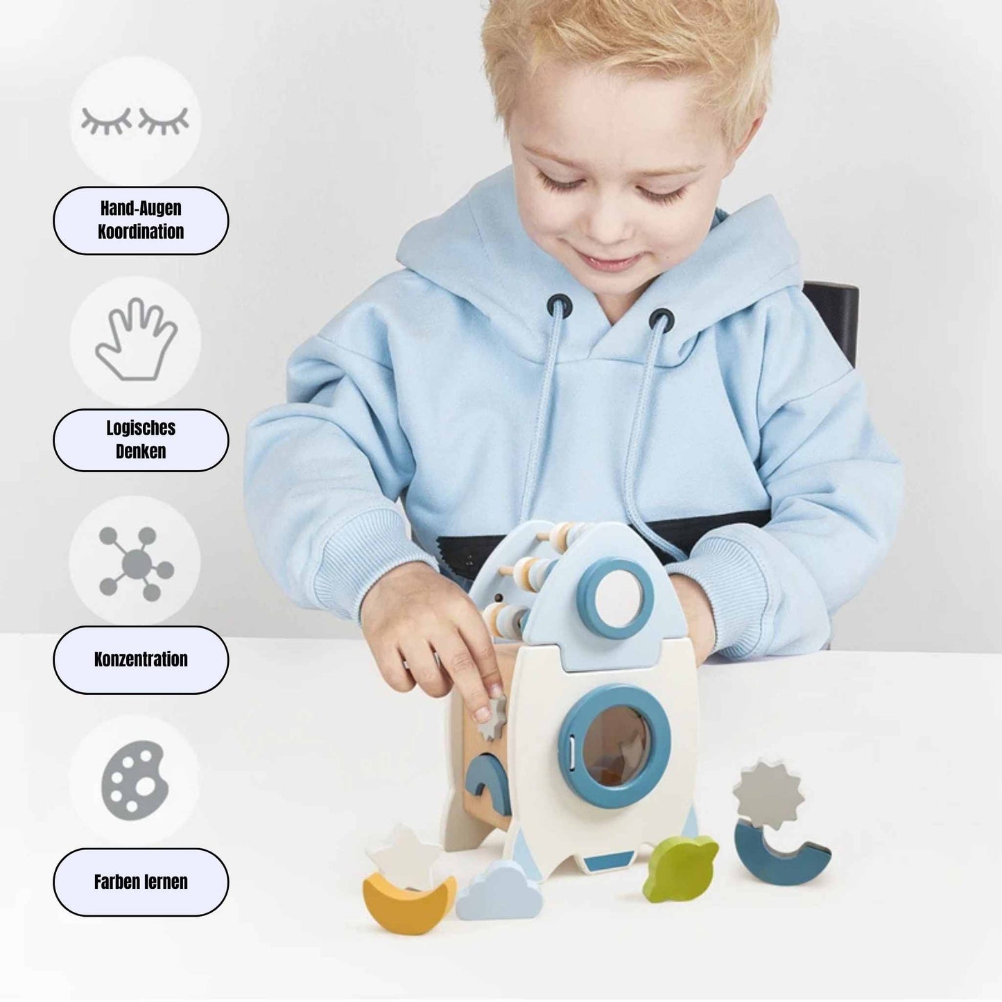 Montessori Holz-Rakete – Entdecke den Sternenhimmel spielerisch!