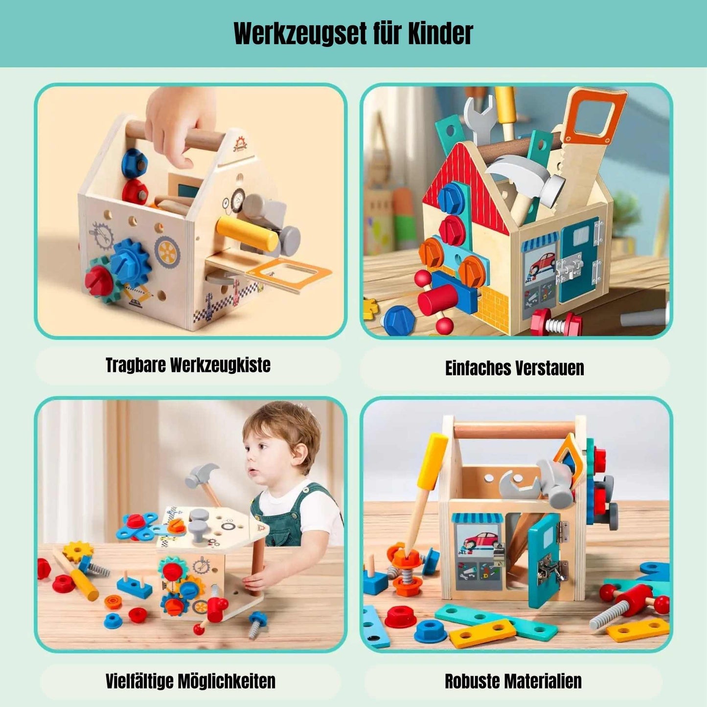 Montessori Holzwerkzeugkiste – spielerisch Lernen & kreativ Entdecken