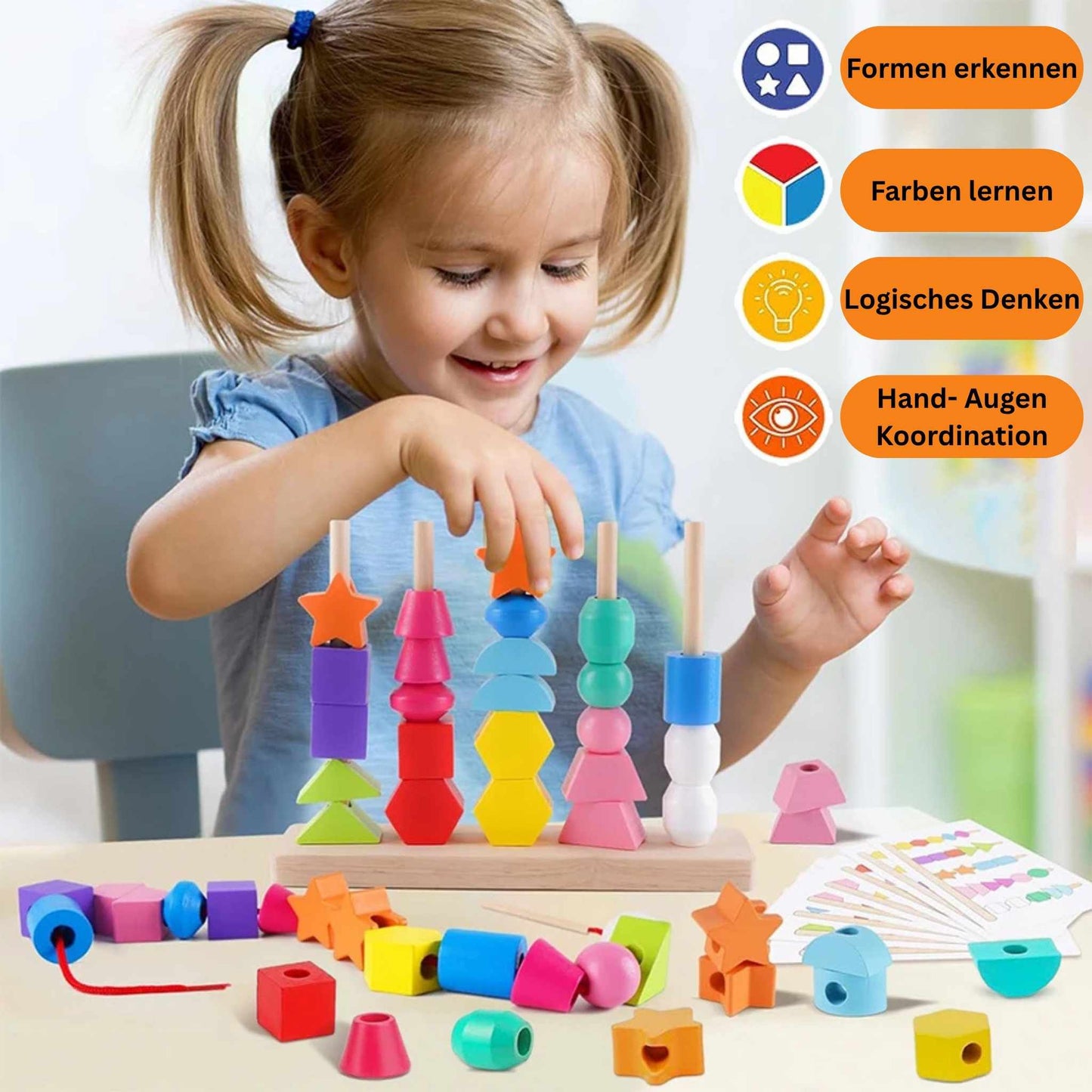 Montessori Holzspielzeug – 4-in-1 Lernspaß