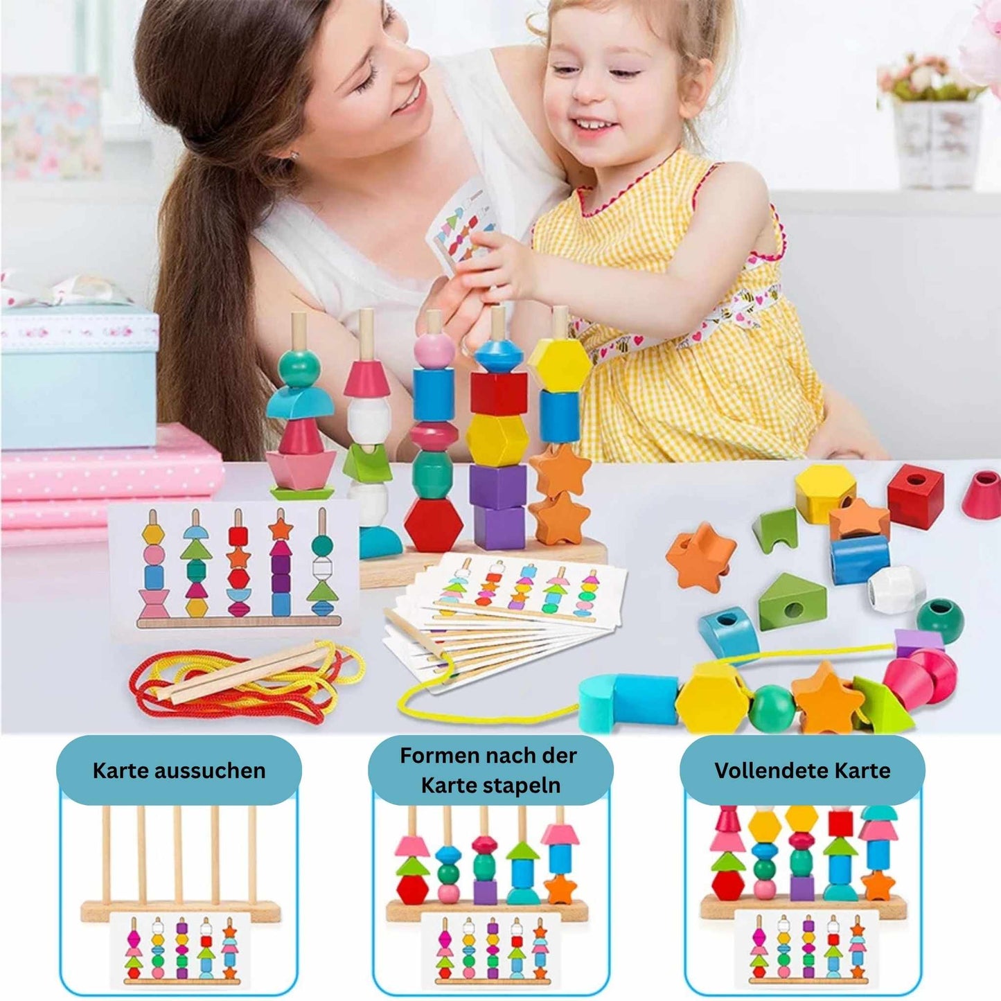 Montessori Holzspielzeug – 4-in-1 Lernspaß