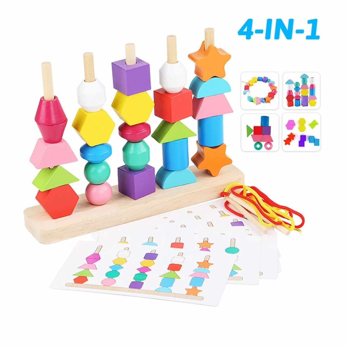 Montessori Holzspielzeug – 4-in-1 Lernspaß