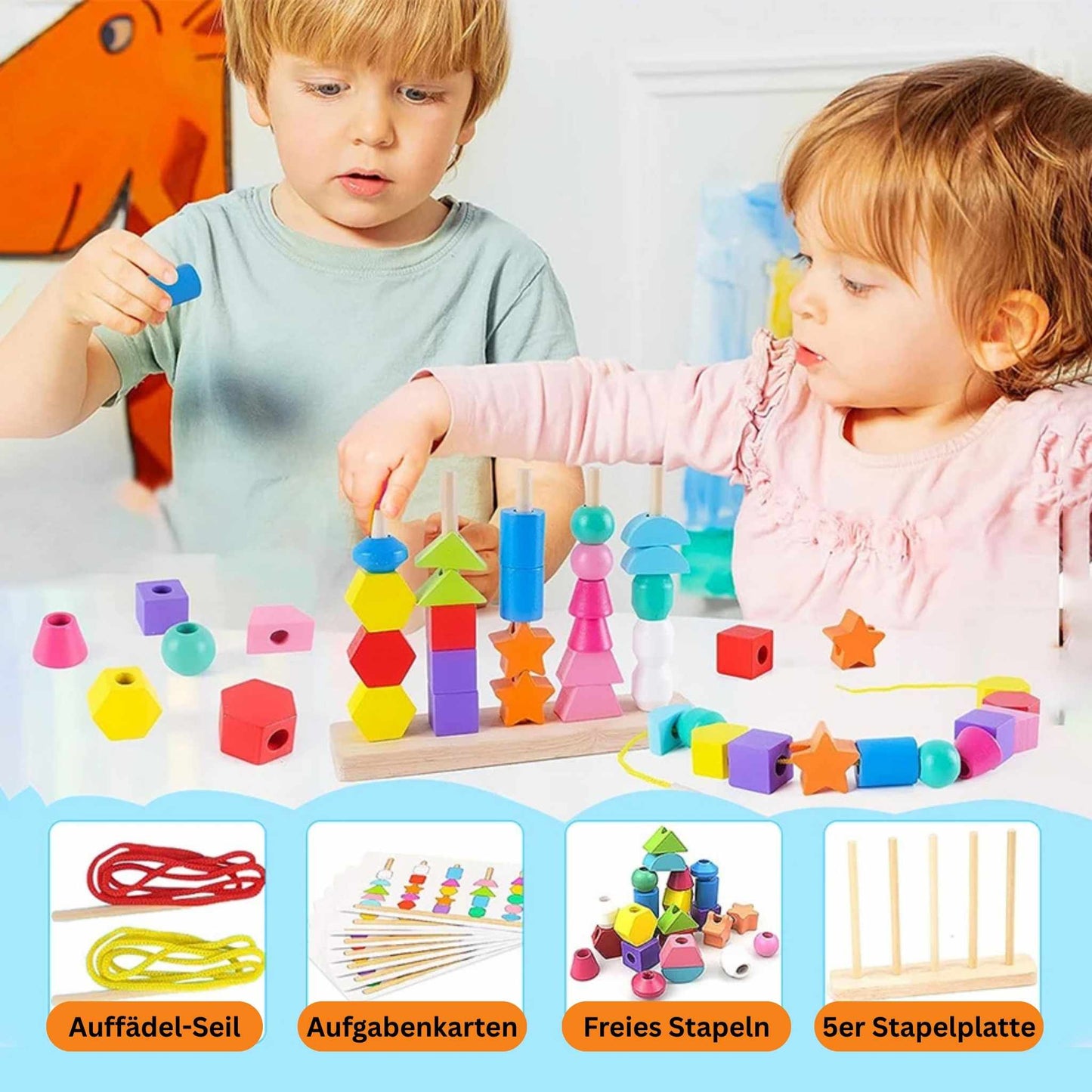 Montessori Holzspielzeug – 4-in-1 Lernspaß