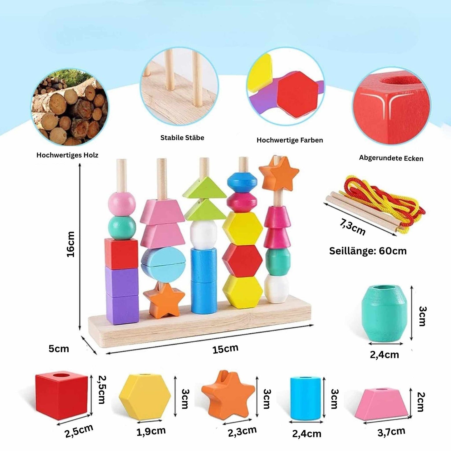 Montessori Holzspielzeug – 4-in-1 Lernspaß