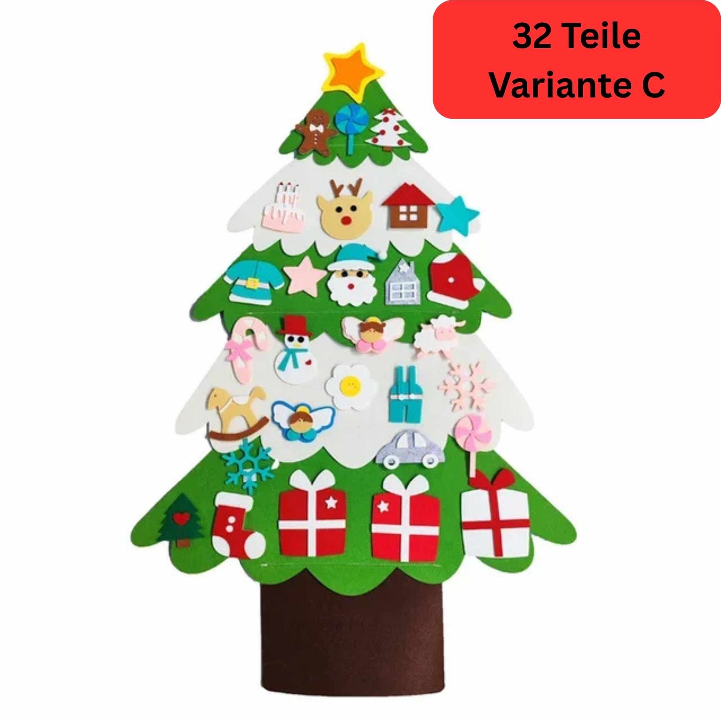 Kreativer Filz-Weihnachtsbaum für Kinder – 32-teiliges Deko-Set