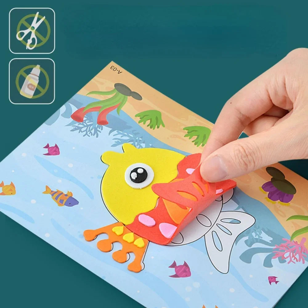 Kreatives Bastelset für Kinder – 3D EVA Sticker & Ausmal-Karten
