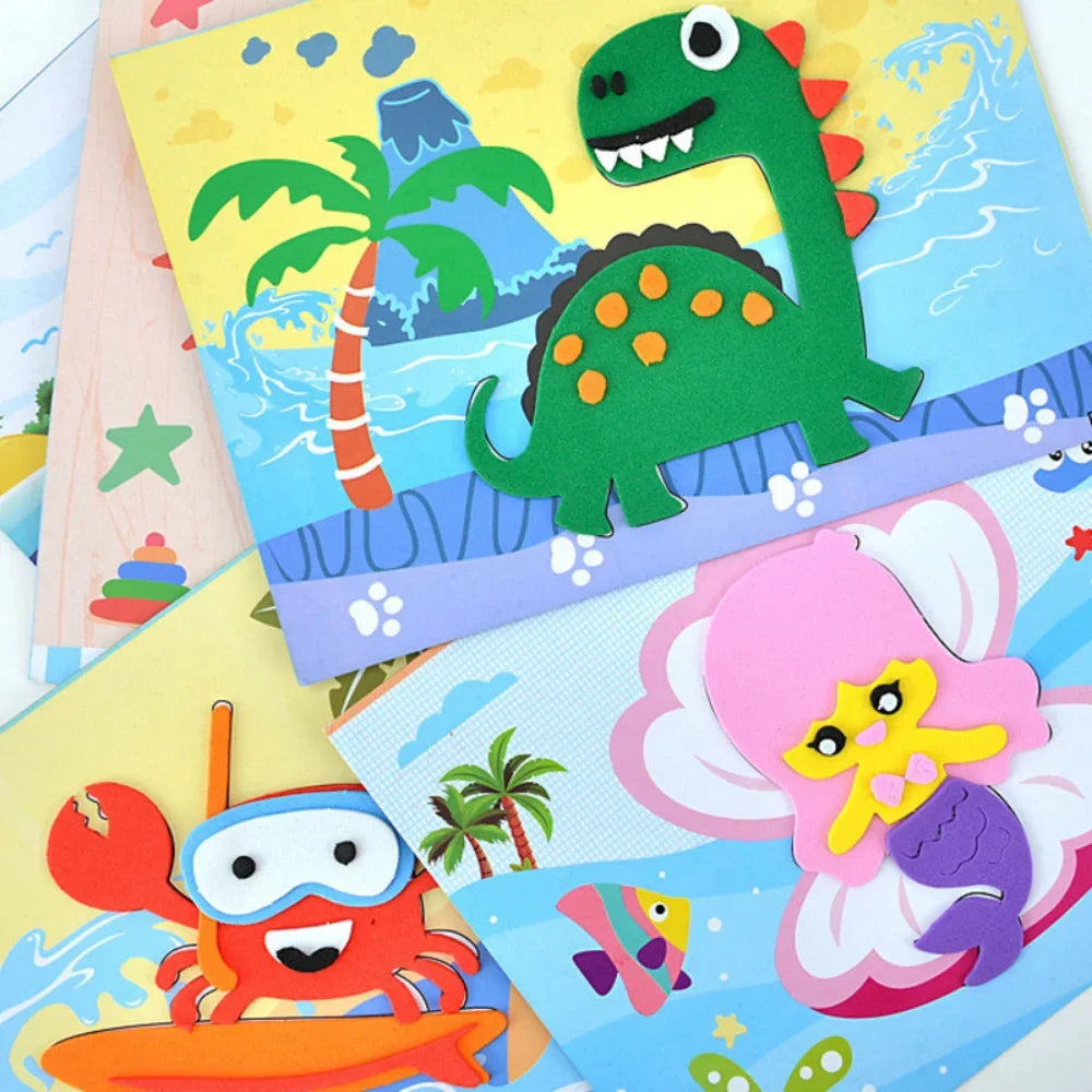 Kreatives Bastelset für Kinder – 3D EVA Sticker & Ausmal-Karten