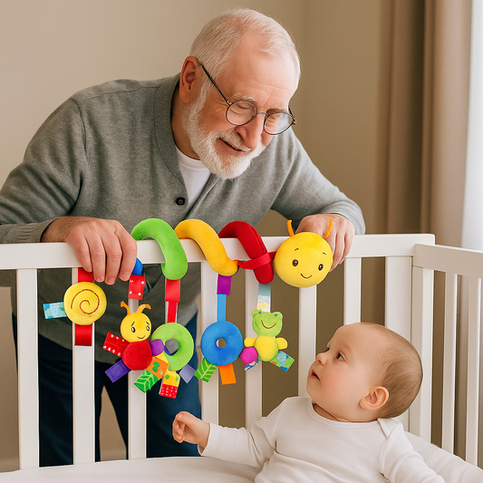 Buntes Spiralspielzeug für Kinderwagen, Babybett & Babyschale