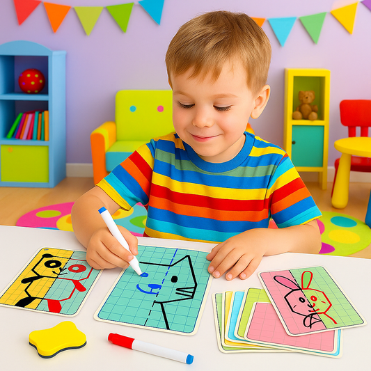 Symmetrie Lern- & Malkarten für Kinder