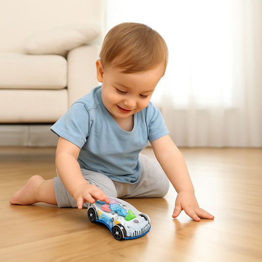 Bewegungs- & Lernspielzeug - Auto mit Zahnrädern – Polizei & Sport