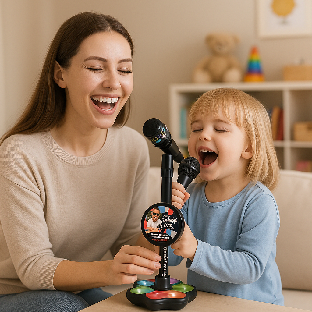 Kinder Karaoke Mikrofon mit Ständer & Lichteffekten
