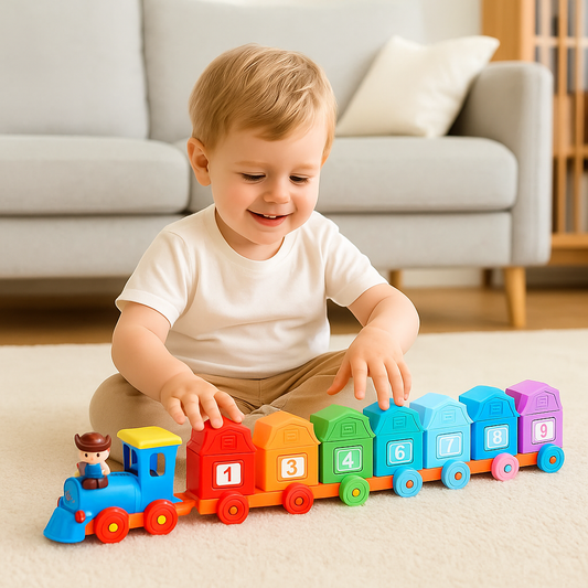 Buntes Bauernhof-Zugset zum Farben, Zahlen und Tiere entdecken