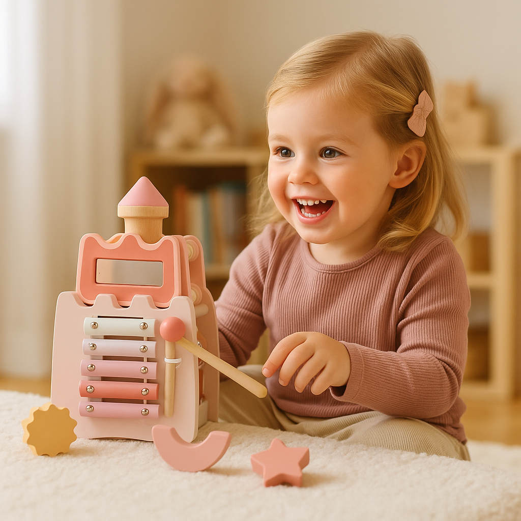 5-in-1 Montessori Holz-Schloss – Zauberhaftes Lernspiel für kleine Entdecker