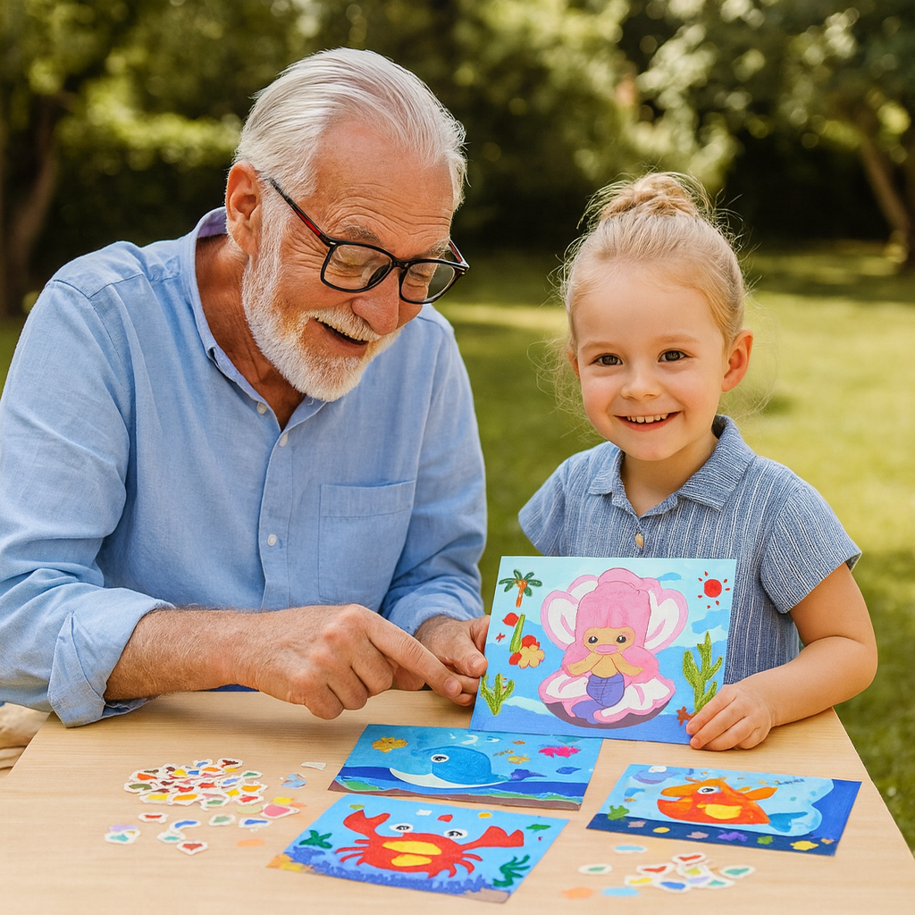 Kreatives Bastelset für Kinder – 3D EVA Sticker & Ausmal-Karten