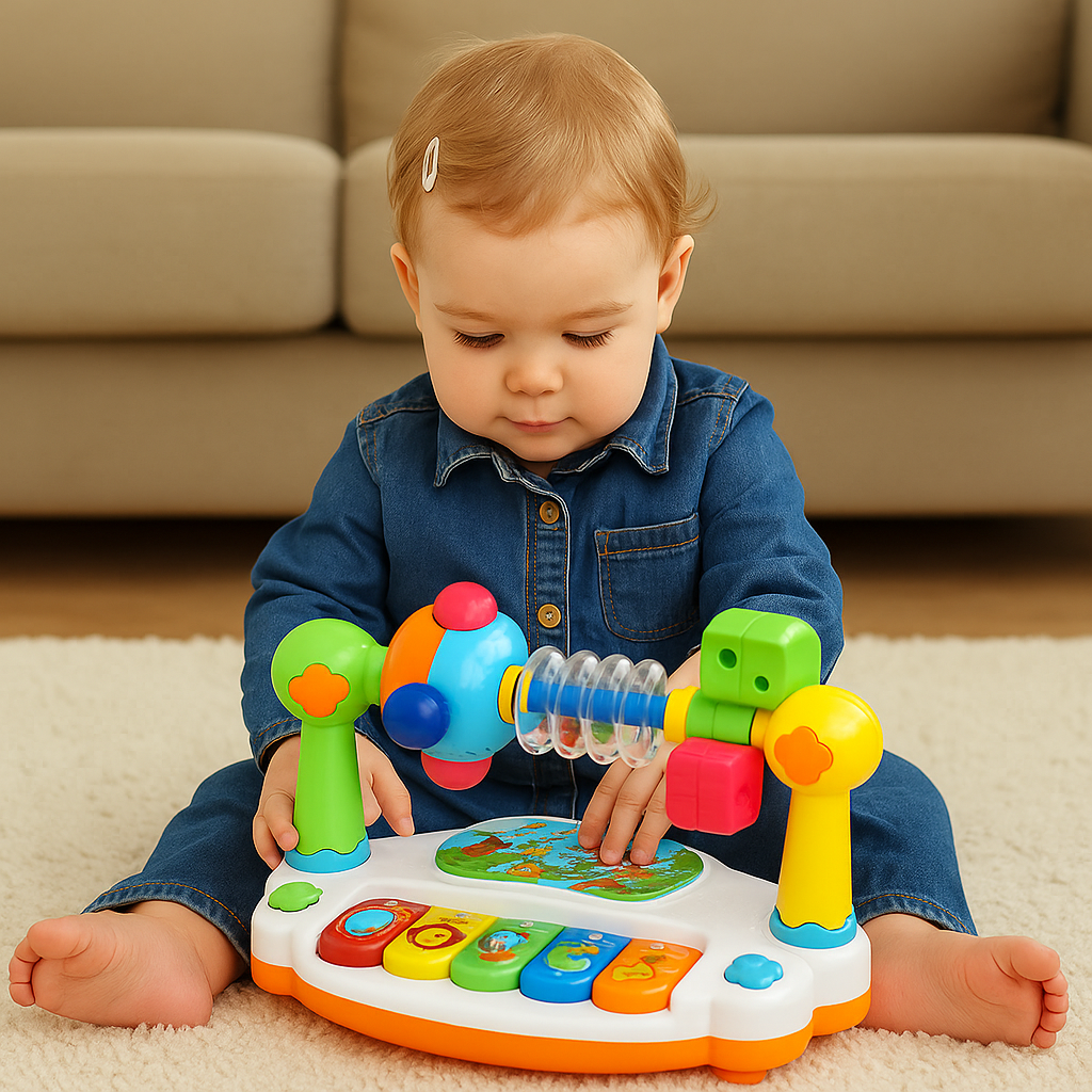 4-in-1 Musikspielzeug – Leuchtendes Lernpiano mit Sound, Licht & Bewegung