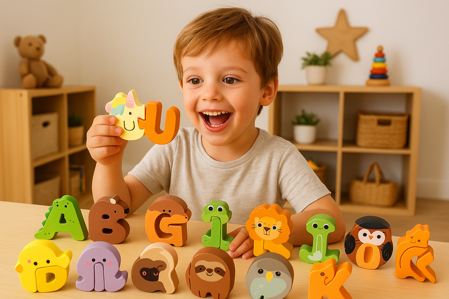 Alphabet Tier-Puzzle – Englisch lernen mit Spaß & Fantasie