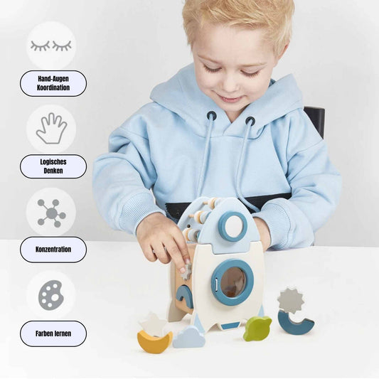 Montessori Holz-Rakete – Entdecke den Sternenhimmel spielerisch!
