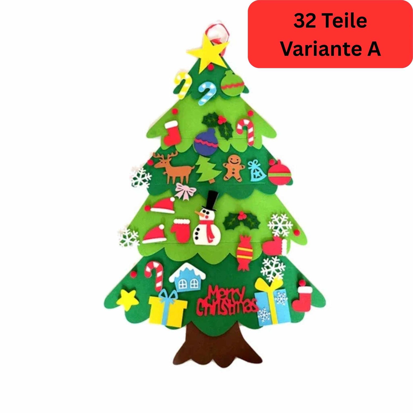 Kreativer Filz-Weihnachtsbaum für Kinder – 32-teiliges Deko-Set