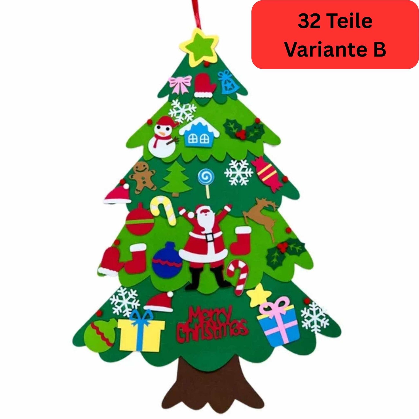 Kreativer Filz-Weihnachtsbaum für Kinder – 32-teiliges Deko-Set