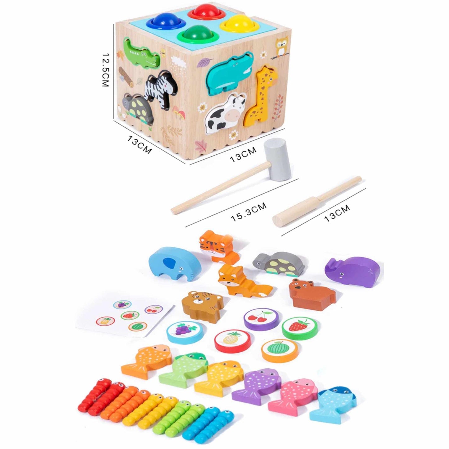 8-in-1 Montessori Holzspielzeug – Lern & Aktivitätswürfel für Kinder