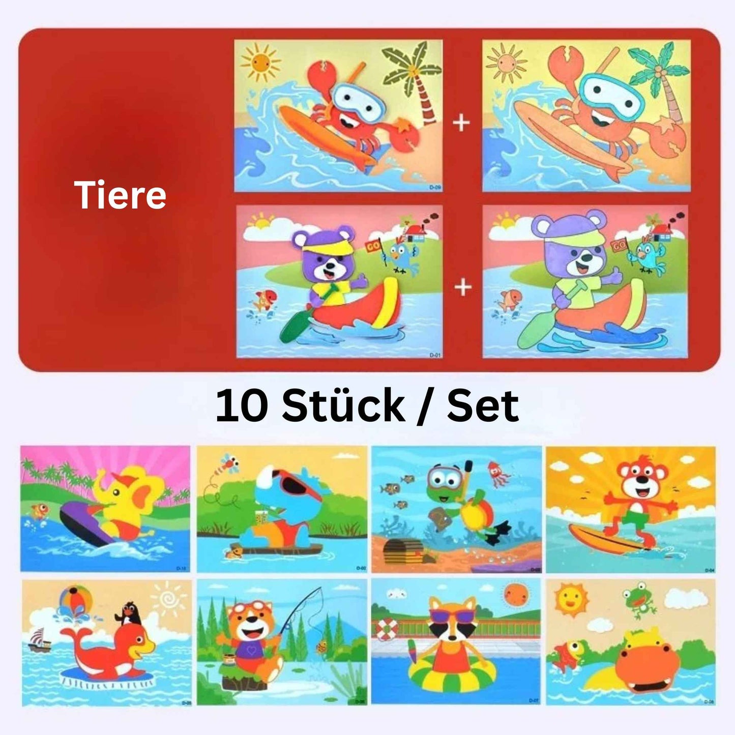 Kreatives Bastelset für Kinder – 3D EVA Sticker & Ausmal-Karten