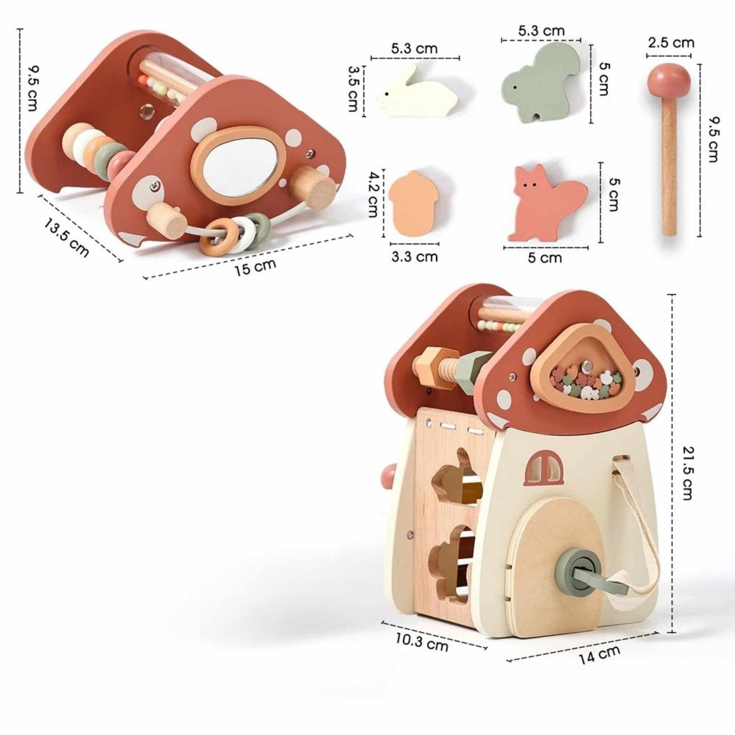 Montessori Activity Cube – 5-in-1 Holz-Spielhaus für Kleinkinder