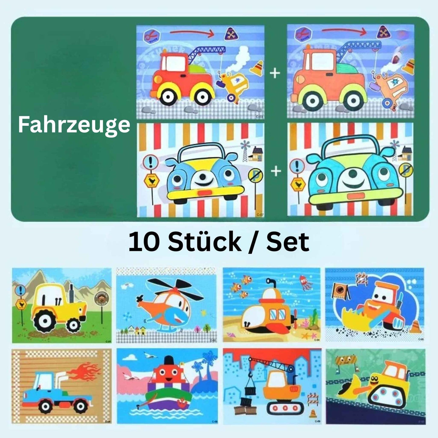 Kreatives Bastelset für Kinder – 3D EVA Sticker & Ausmal-Karten