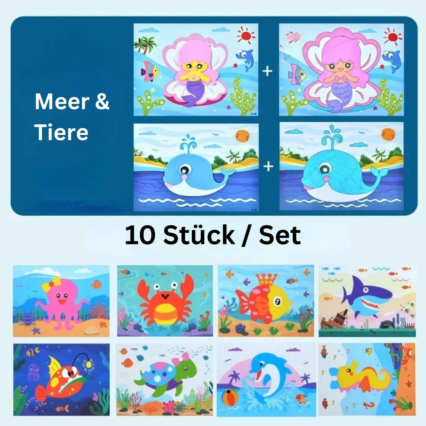 Kreatives Bastelset für Kinder – 3D EVA Sticker & Ausmal-Karten