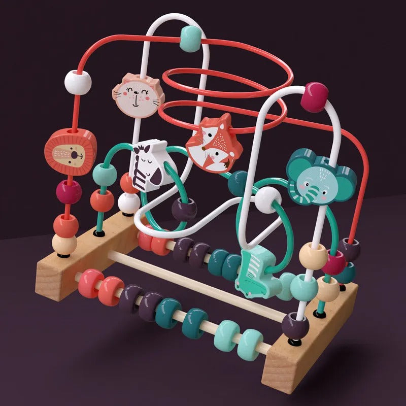 Motorikspielzeug aus Holz – Kugelbahn & Motorikschleife mit Tiermotiven